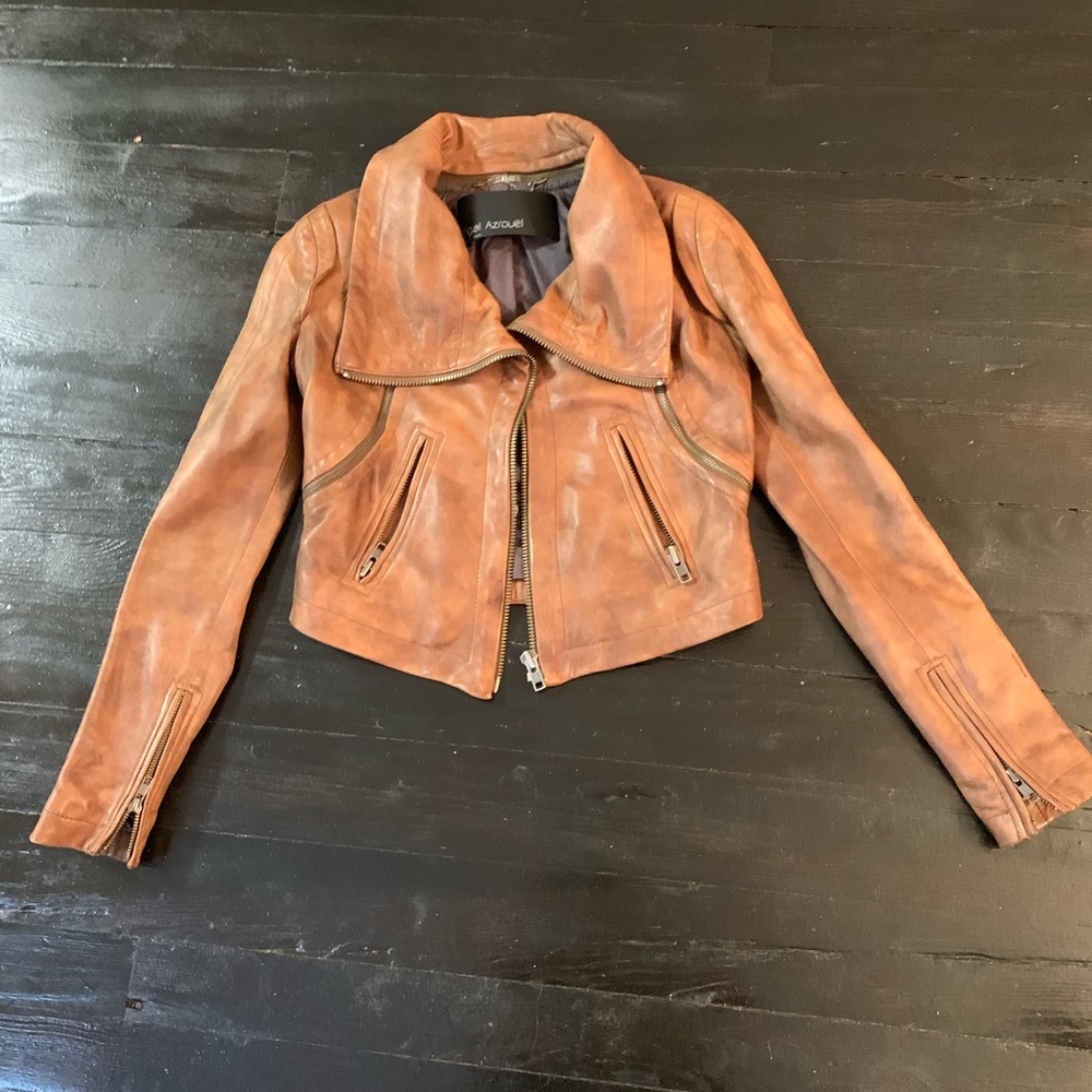 Yigal Azrouel distressed leather biker jacket